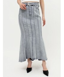 GYDA | ハイウエストバックルベルトデザインマーメイドスカート(デニムスカート)