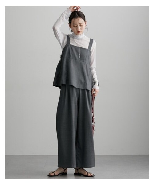 nissen（ニッセン）の「【Be praised】セットアップ（フレアキャミ＋ワイドパンツ）（パンツ・レディース・チャコール/グレーベージュ/ブラウン/黒・M/L/LL）」の15枚目の写真