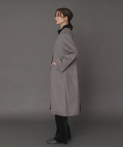 SENSE OF PLACE by URBAN RESEARCH（センスオブプレイスバイアーバンリサーチ）の「ウールビーバーノーカラーコート（ノーカラージャケット・レディース・L.KHAKI/L.GRAY/PURPLE/MOCHA/BLACK・FREE）」の22枚目の写真
