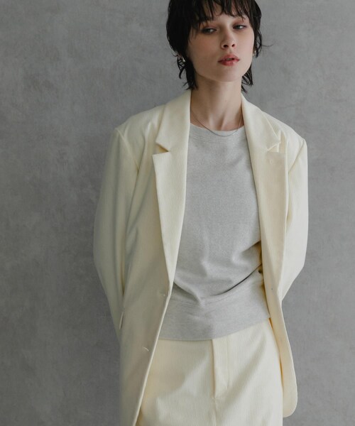 URBAN RESEARCH（アーバンリサーチ）の「トリコットコーデュロイジャケット（テーラードジャケット・レディース・BROWN/OFF WHITE・FREE）」の8枚目の写真