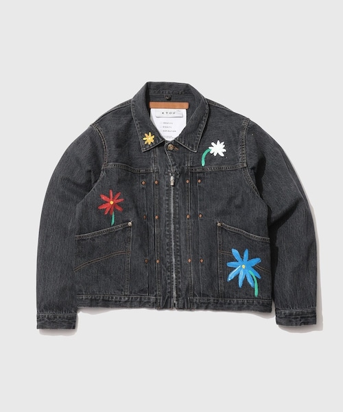 ADAM ET ROPE'(アダムエロペ)の「【KYOU/キョウ】ROEBUCK Type-50s Hand Painted Jacket feat. MIO YAMAMOTO(デニムジャケット・メンズ・ブラック/ブルー系・1/2/3)」の3枚目の写真