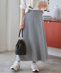 nissen | 【ふんわりモチモチ素材】ミディー丈ニットフレアスカート(スカート)