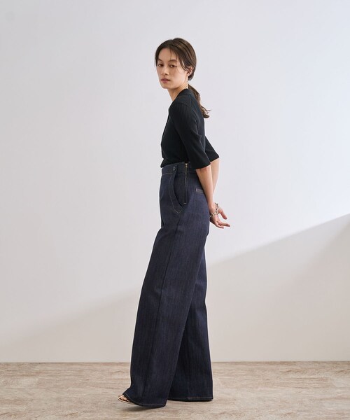ROPE'（ロペ）の「ストレッチデニム セーラーパンツ/イージーケア（デニムパンツ・レディース・ネイビー系・36/38/40）」の12枚目の写真