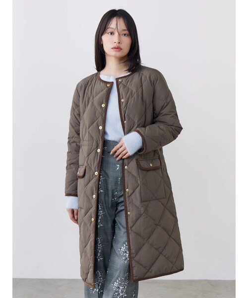 TONAL(トーナル)の「【TAIONコラボ】パイピングロングダウンコート(ダウンジャケット/コート・レディース・アイボリー/ネイビー/ブラウン・S/M)」の4枚目の写真