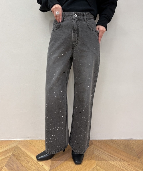 ROPE' PICNIC（ロペピクニック）の「パールキラキラビジューデニム（デニムパンツ・レディース・ネイビー/ブルー/ブラック系・L/M/S）」の2枚目の写真