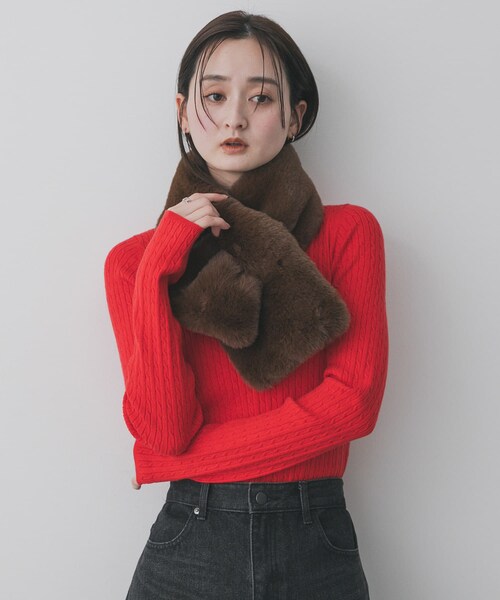 SENSE OF PLACE by URBAN RESEARCH(センスオブプレイスバイアーバンリサーチ)の「ボリュームエコファーティペット(マフラー・レディース・BROWN/MOCHA/BEIGE・one)」の10枚目の写真