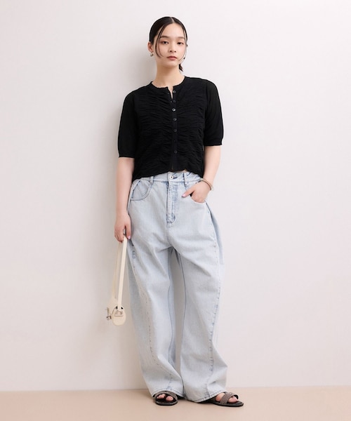 ADAM ET ROPE'(アダムエロペ)の「【WEB限定】シアーシャーリングカーディガン(カーディガン/ボレロ・レディース・ブラック/ホワイト/サックス・F)」の5枚目の写真
