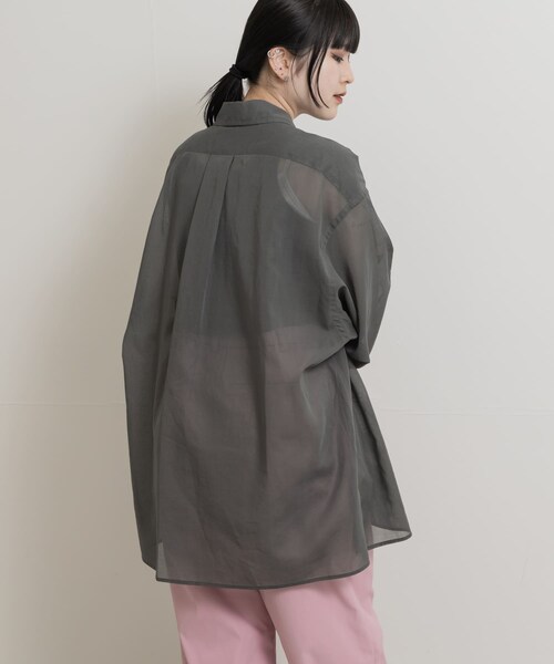 THE GOODLAND MARKET（ザグッドランドマーケット）の「『別注』MIDIUMISOLID×TGM　sheer voile shirts（シャツ/ブラウス・レディース・SAX/GRAY/OFF・one）」の11枚目の写真