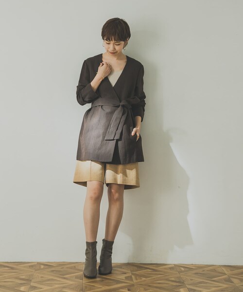 URBAN RESEARCH（アーバンリサーチ）の「ノーカラーヘリンボンジャケット（ノーカラージャケット・レディース・BROWN/D.GRY・36/38）」の19枚目の写真