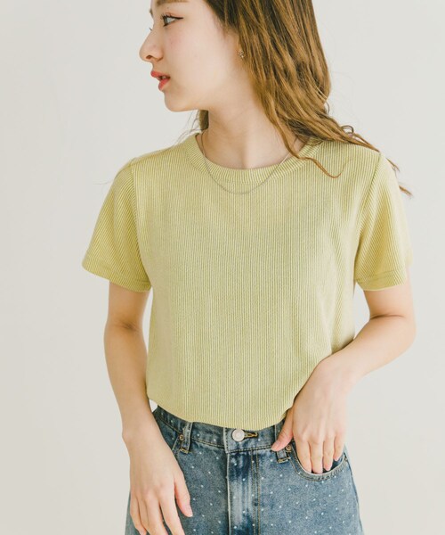 ITEMS URBANRESEARCH（アイテムズ アーバンリサーチ）の「チビテレコTシャツ（Tシャツ/カットソー・レディース・GRN/WHT/CHA・FREE）」の3枚目の写真