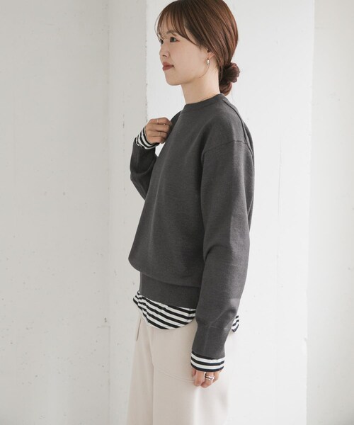 URBAN RESEARCH DOORS(アーバンリサーチドアーズ)の「『仁村紗和さん着用』『UR TECH 200日ニット』スウェットライクプルオーバー(ニット/セーター・レディース・L.GRAY/MINT/ORANGE/BROWN/OFF/D.RED/杢CHARCOAL・M)」の19枚目の写真