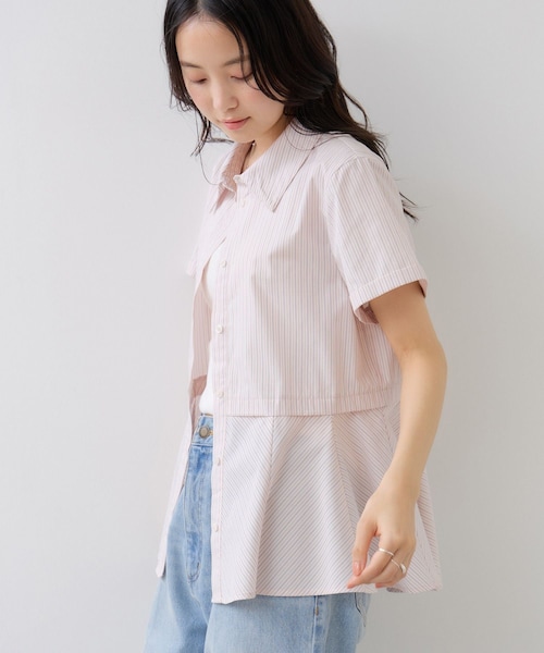 VIS(ビス)の「ペプラム切替キャップスリーブシャツ(シャツ/ブラウス・レディース・ネイビー/サックス/ピンク・F)」の14枚目の写真