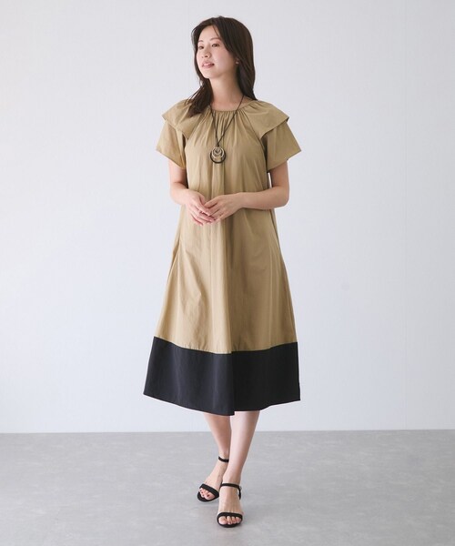 Jayro(ジャイロ)の「配色半袖ワンピース(ワンピース・レディース・ブラック/ベージュ/カーキ・F)」の16枚目の写真