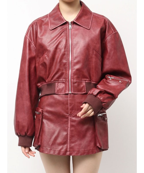 GYDA（ジェイダ）の「URBAN EDGEフェイクレザーユーティリティーブルゾン（ブルゾン・レディース・ブラック/レッド/ブラウン・F）」の7枚目の写真