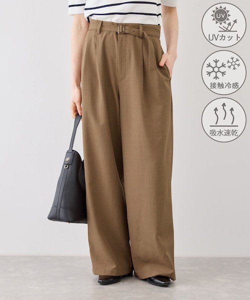 ROPE' PICNIC(ロペピクニック)の「【ちゃんと+かわいい保証】エアリーリネンライク タックワイドパンツ/UVカット・速乾(その他パンツ・レディース・ブラック/ダークブラウン/キャメル/ベージュ/ネイビー/オフホワイト/サックス・L/M/S/XL)」の16枚目の写真