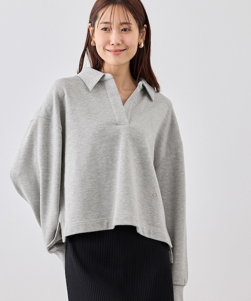 ROPE' PICNIC（ロペピクニック）の「スキッパースウェット（スウェット・レディース・ライトグレー/ホワイト/ネイビー/クリーム系・F）」の2枚目の写真