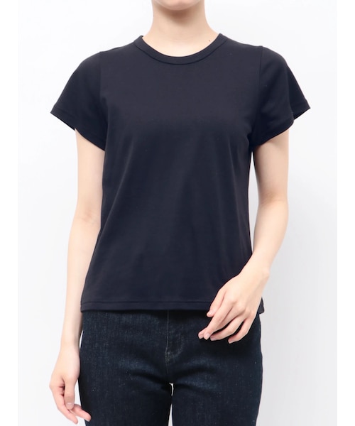 TONAL(トーナル)の「【Plax】ポリ乳酸スムースTシャツ(Tシャツ/カットソー・レディース・オフホワイト/ブラック/アイスブルー/ネイビー・M)」の6枚目の写真