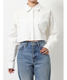 jouetie | ラインストーンクロップドシャツ(シャツ/ブラウス)