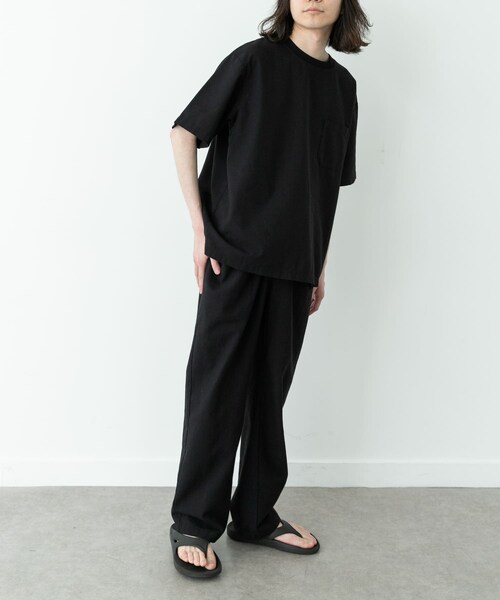 URBAN RESEARCH Sonny Label（アーバンリサーチサニーレーベル）の「接触冷感リネン混ショートスリーブTシャツ（Tシャツ/カットソー・メンズ・ストライプ/チャコール/ブラック・M/L/XL）」の8枚目の写真