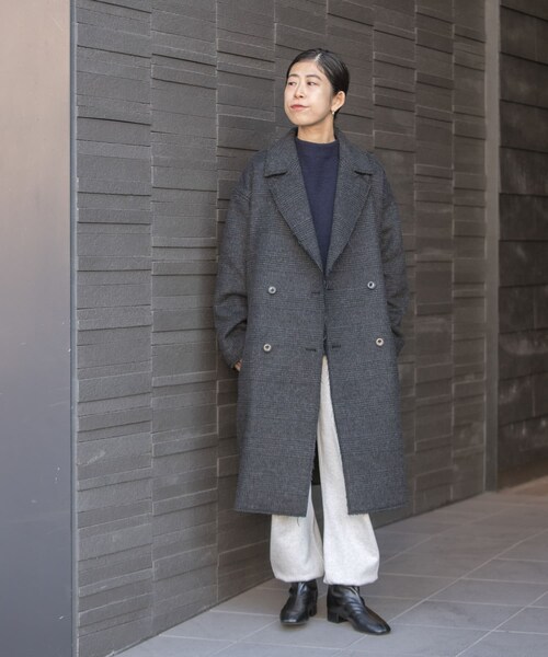 URBAN RESEARCH DOORS(アーバンリサーチドアーズ)の「FORK&SPOON チェックダブルコート(チェスターコート・レディース・BRNCHK/CHCCHK・1)」の19枚目の写真