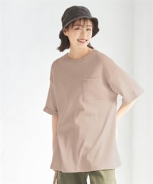 nissen | 大きいサイズひんやり涼やかワッフル５分袖ロング丈ゆるＴシャツ(チュニック)