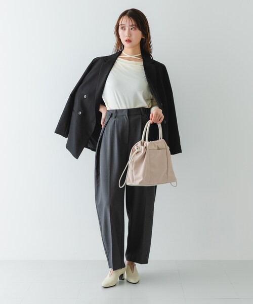 RODE SKO（ロデスコ）の「ショルダー付撥水ミニキンチャクバッグ（ショルダーバッグ・レディース・BLACK/GRAY/IVORY・one）」の11枚目の写真