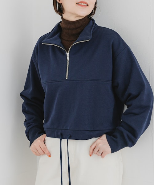 URBAN RESEARCH ROSSO（アーバンリサーチロッソ）の「F by ROSSO　ハーフジップスウェット（スウェット・レディース・GRAY/NAVY・FREE）」の2枚目の写真