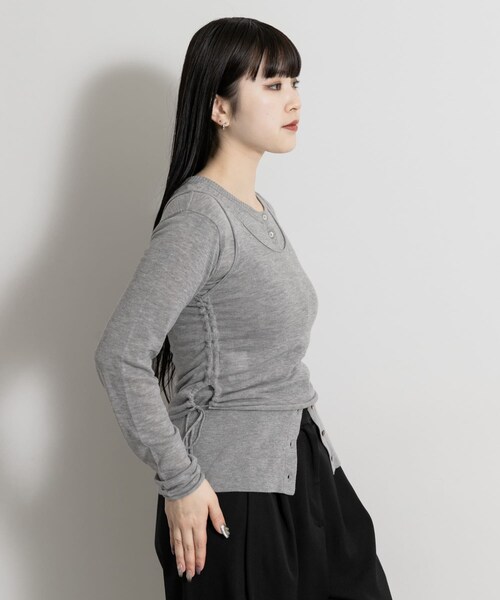 THE GOODLAND MARKET（ザグッドランドマーケット）の「cwtch　LAYERED KNIT TOPS（カーディガン/ボレロ・レディース・NAVY/RED/SAGE/B.GRAY/KHAKI・Free）」の9枚目の写真