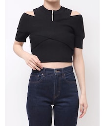 MURUA | ZIPカシュクールハーフニット(ニット/セーター)