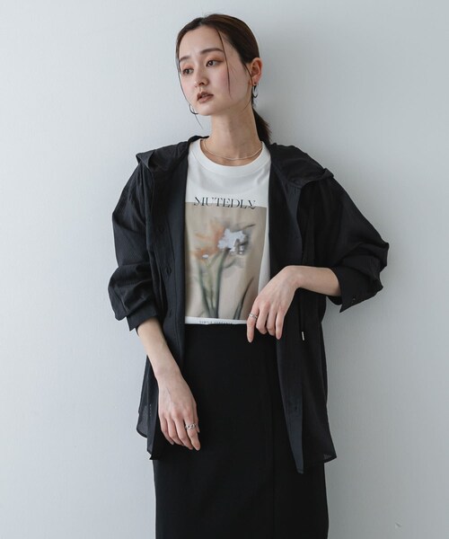 SENSE OF PLACE by URBAN RESEARCH（センスオブプレイスバイアーバンリサーチ）の「シアーフーディシャツ（シャツ/ブラウス・レディース・OFF WHITE/BLACK/YELLOW・One）」の12枚目の写真