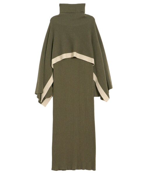 ELENDEEK（エレンディーク）の「LINE PONCHO SET KNIT OP（ワンピース・レディース・ブラック/イエロー/ベージュ/カーキ・01/02）」の19枚目の写真