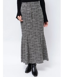 LAGUNAMOON | カットツイードフロントZIPスカート(スカート)