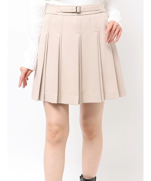 MURUA（ムルーア）の「ダブルプリーツミニスカート【セットアップ着用可】（スカート・レディース・グレー/ブラック/ミントグリーン/ベージュ・1/2）」の4枚目の写真