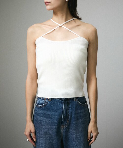 ADAM ET ROPE'(アダムエロペ)の「【セットアップ対応】キュプラコットンリブクロスキャミソール(キャミソール・レディース・ブラック/グレー/オフホワイト・F)」の16枚目の写真