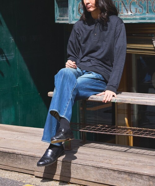 ADAM ET ROPE'(アダムエロペ)の「【BATONER for WILD LIFE TAILOR】WOOL 天竺LS ニットポロ(ポロシャツ・メンズ・ブラック系・2/3/4)」の8枚目の写真