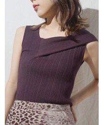 MERCURYDUO | アシメネックチェンジリブコンパクトニット(ニット/セーター)