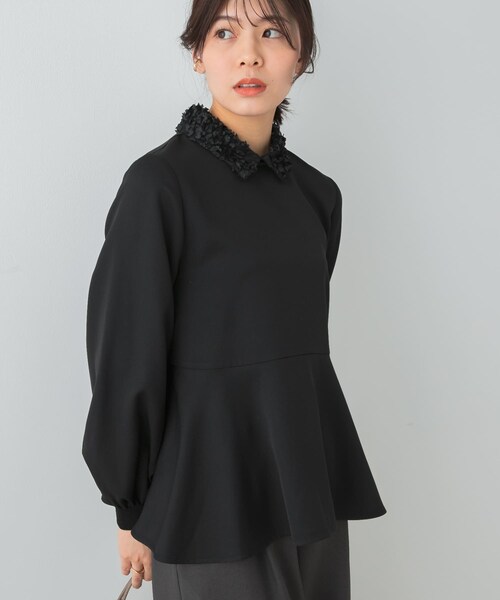 URBAN RESEARCH ROSSO（アーバンリサーチロッソ）の「F by ROSSO　レースカラーペプラムブラウス（シャツ/ブラウス・レディース・OFF WHITE/BLACK・Free）」の7枚目の写真