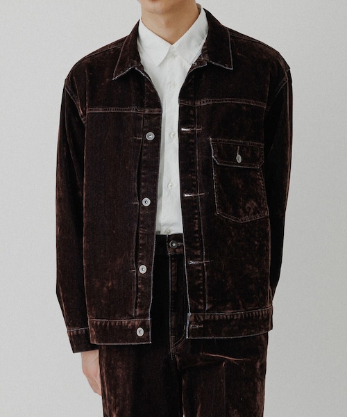 ADAM ET ROPE'（アダムエロペ）の「【ISKO】フロッキー デニムジャケット / ADAM ET ROPE' JEANS -PERS-（デニムジャケット・メンズ・ブラック系/ダークブラウン系・L/M）」の9枚目の写真