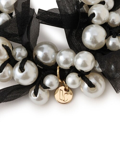 VIS（ビス）の「パールリボンヘアゴム（ヘアゴム・レディース・ブラック/キナリ系・F）」の11枚目の写真