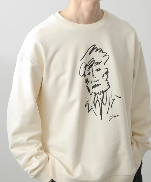 ITEMS URBANRESEARCH（アイテムズ アーバンリサーチ）の「フレンチアートプリントクルーネックスウェット（スウェット・メンズ・DRAWINGOFF/DRAWINGGRY/LOGO OFF/LOGO GRY・M/L）」の6枚目の写真