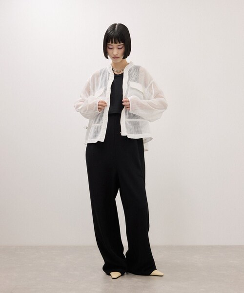 ADAM ET ROPE'（アダムエロペ）の「ドロストメッシュシャツ（シャツ/ブラウス・レディース・ブラック/ホワイト/ダークブラウン・F）」の6枚目の写真