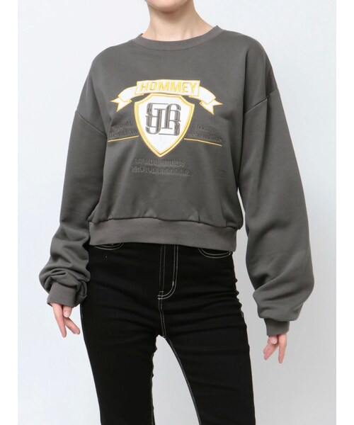 GYDA（ジェイダ）の「BACKレースアップショートロゴスウェットトップス（スウェット・レディース・オフホワイト/グレー/チャコールグレー・F）」の4枚目の写真