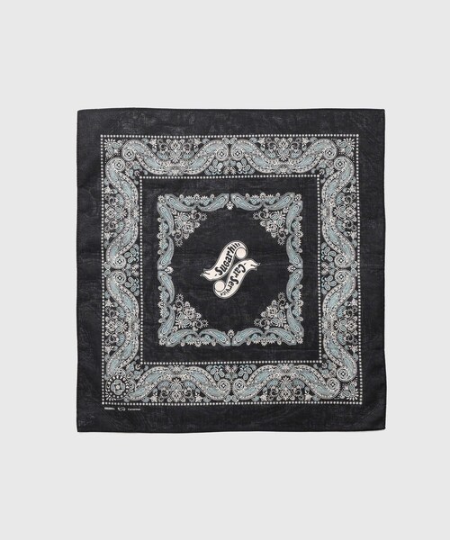 ADAM ET ROPE'(アダムエロペ)の「【SUGARHILL/シュガーヒル】"CAR SERVICE" BANDANA(バンダナ/スカーフ・メンズ・ブラック/ブルー系/ワイン・F)」の1枚目の写真