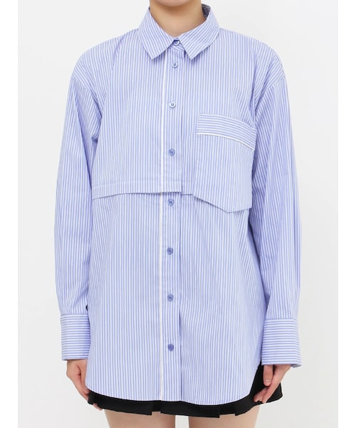 EMODA（エモダ）の「2WAYオーバーシャツ（シャツ/ブラウス・レディース・ホワイト/グレー/ブルー/ベージュ・F）」の4枚目の写真