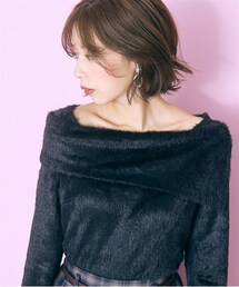 marun | ＜大きいサイズ＞シャギー調オフショルダーニットソー marun(ニット/セーター)