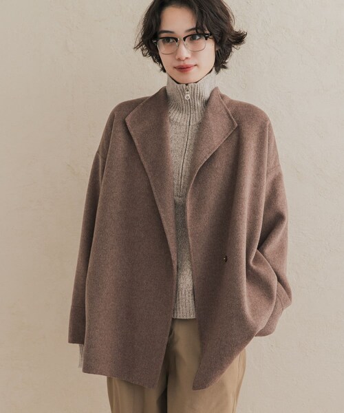 URBAN RESEARCH DOORS(アーバンリサーチドアーズ)の「ウールリバーミドルガウンコート(テーラードジャケット・レディース・杢BROWN/杢L.GREGE/CHECK・Free)」の5枚目の写真