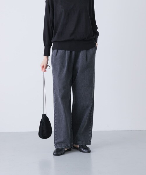かぐれ（カグレ）の「フェードデニムイージーパンツ（デニムパンツ・レディース・L/INDIGO/BLACK・FREE）」の5枚目の写真