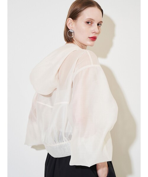 ELENDEEK（エレンディーク）の「HOODIE SHEER BZ（ブルゾン・レディース・アイボリー/ブラック/オフホワイト・F）」の21枚目の写真