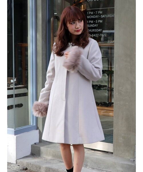 ダズリンガーリーコート dazzlin ノーカラーガーリーコート 白 Dazzlin  