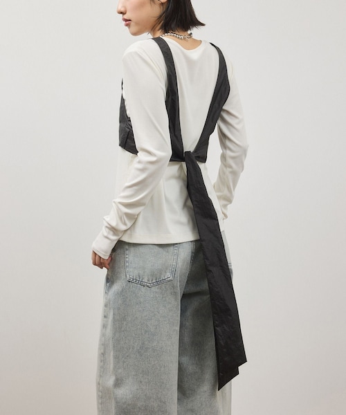 ADAM ET ROPE'（アダムエロペ）の「リボンタンクコンビロンT（Tシャツ/カットソー・レディース・ホワイト系/ダークブラウン系・F）」の4枚目の写真